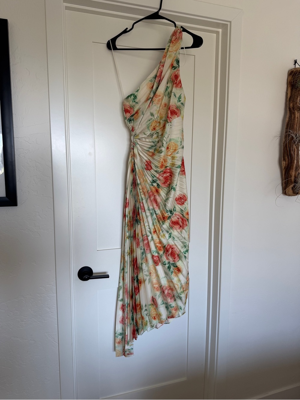 Petal & Pup One-Shoulder Floral Dress in Cream, Coral and Yellow